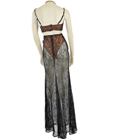 The Dolls House 2 Piece Sheer Lace Cropped Top Skirt Set Suit Size S - Picture 15 of 16